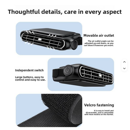 New Universal Car Seat Fan for Cars Trucks Vans-Usb Rechargeable 3-Speed Built-In Battery Powerful Airflow Cool Breeze (ABS